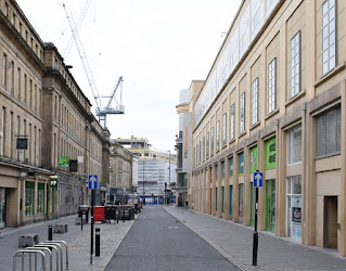 Eldon Square Shooping centre on the right and The Grainger market on the left