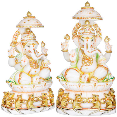 Lord Ganesha White Marble Sculpture
