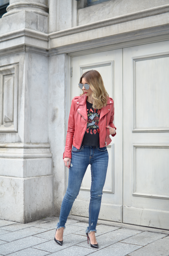 lamarque red leather jacket