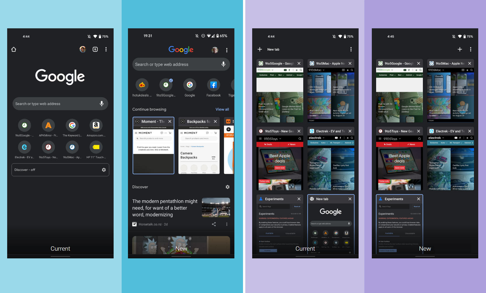 Chrome for Android tests a stuffed New Tab Page design