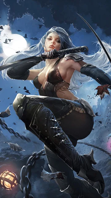 >Fantasy Girl Rogue Warrior Katana Sword