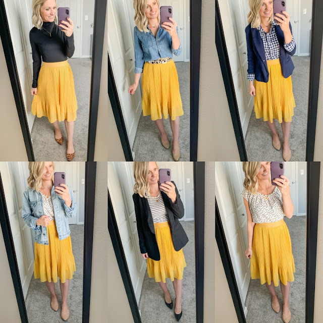 How to Wear a Yellow Pleated Skirt