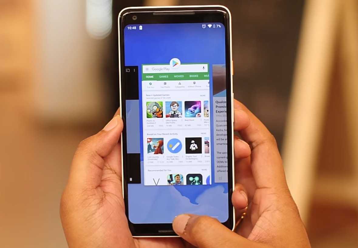 Swipe up to go to recent apps page