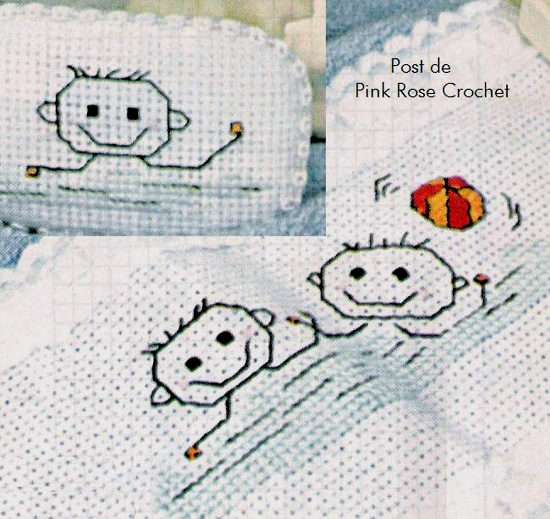 Ponto Cruz Bebê Masculino: Delicadeza Pink Rose Crochet: Bordado Ponto Cruz para Bebê