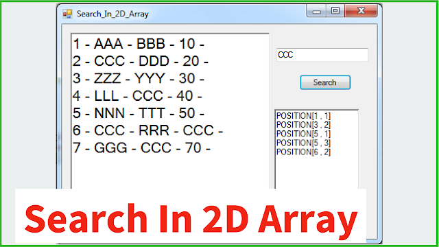 C# Search In A Multidimensional Array 