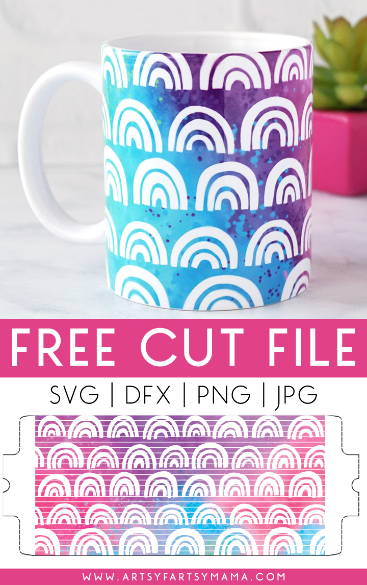 Free Rainbow Mug Wrap Cut File