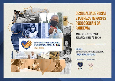  Evento Internacional de Assistência Social vai discutir o tema “Desigualdade social e pobreza: impactos psicossociais da pandemia” 
