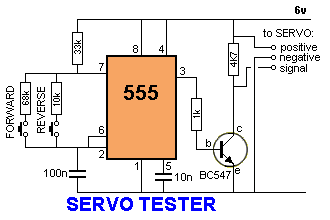 electronic hobby circuits: 555 IC servo tester and controller circuit
