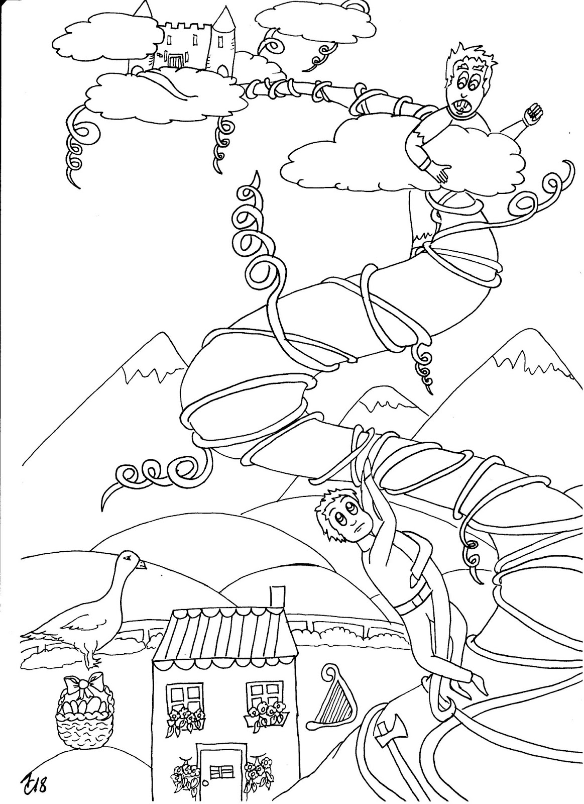 Jacques Et Le Haricot Magique Coloriage