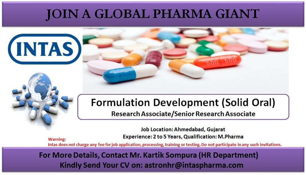 INTAS PHARMA - Multiple Openings in Development QA (R&D-QA ...