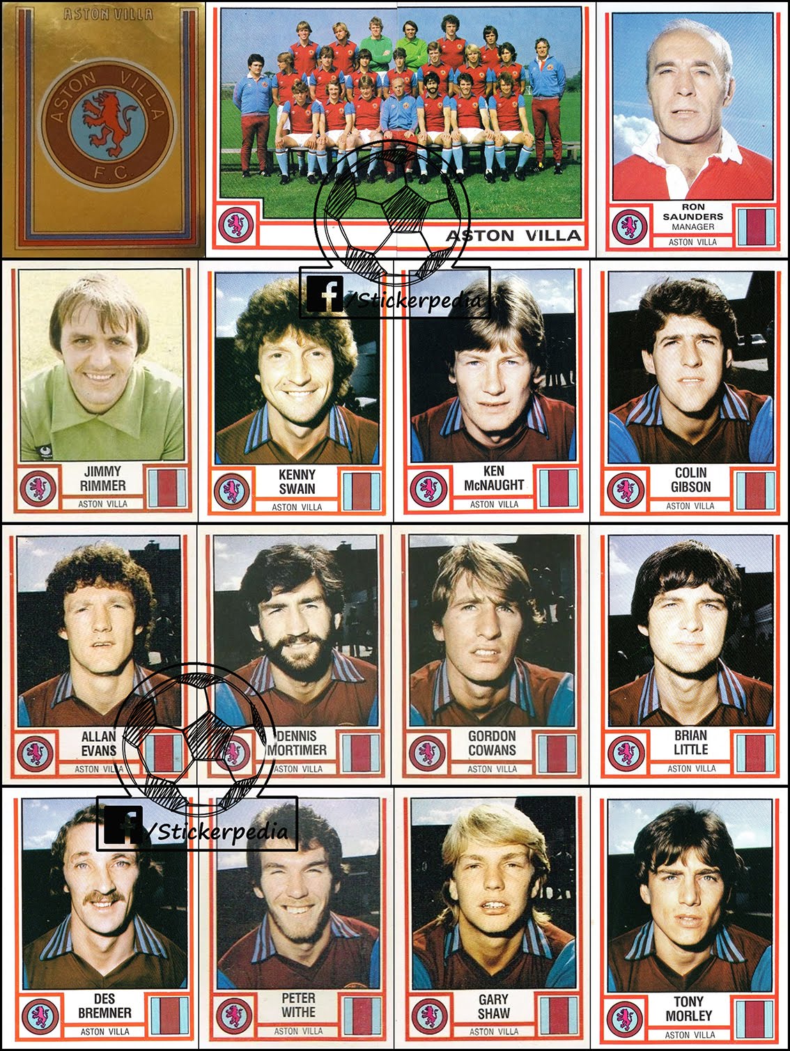 Autocollants Panini Football 77 - Aston Villa & Sunderland - Badges Inutilisés, Collection Vintage