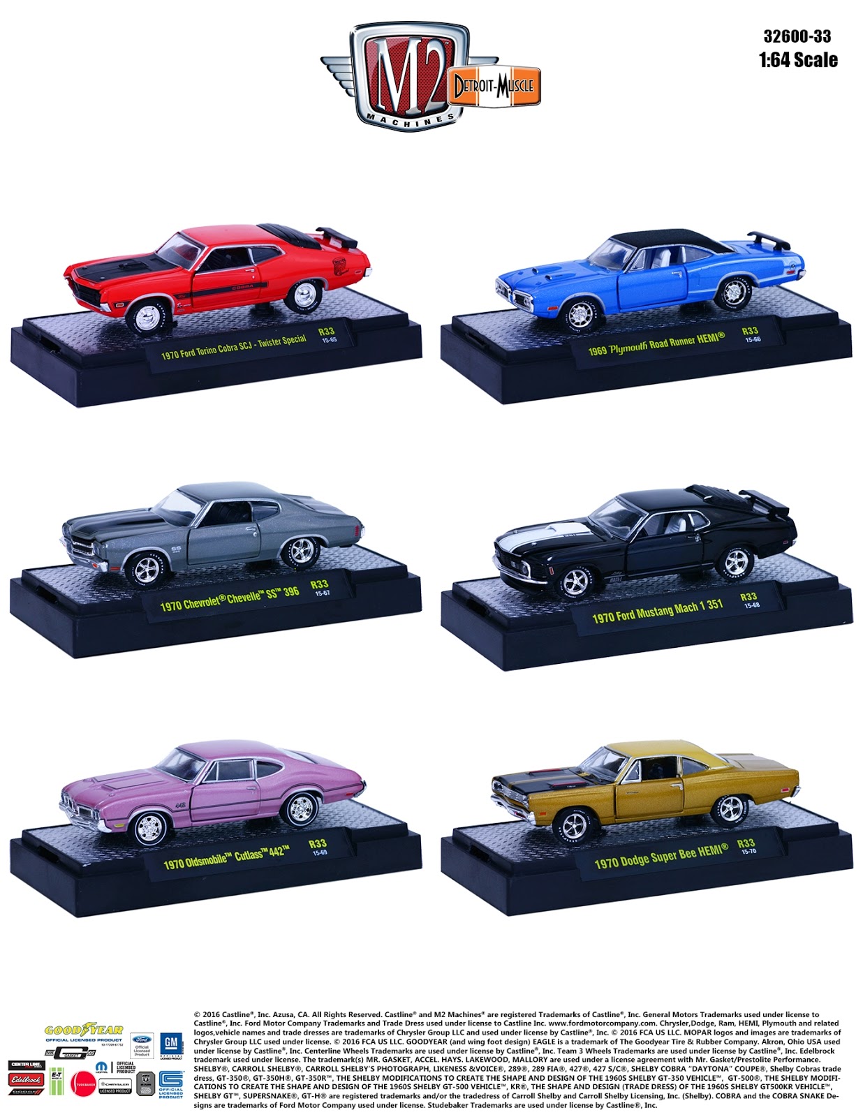 M2 Machines Detroit Muscle Release 33 Complete Set 6 Pcs 1:64 Scale ...