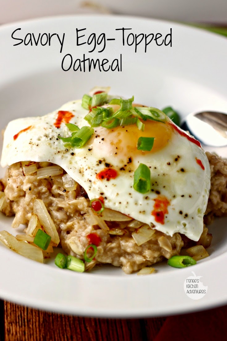 Savory Egg-Topped Oatmeal | A departure from the ordinary!  A savory whole grain oatmeal dish with Asian flavors. 