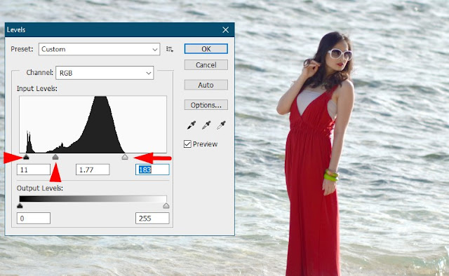 mencerahkan foto gelap dengan levels photoshop