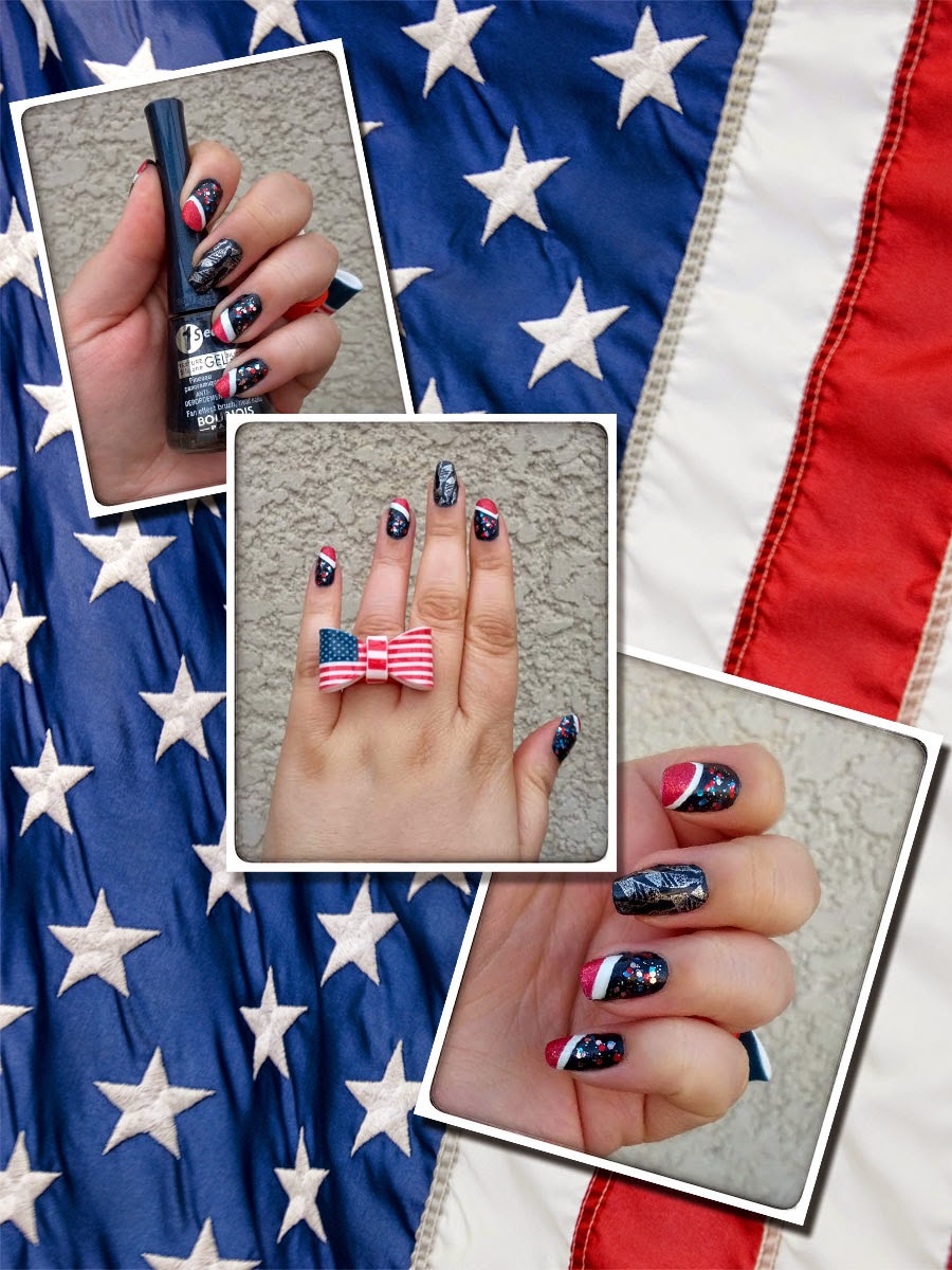 Nailart 4th july bleu blanc rouge 