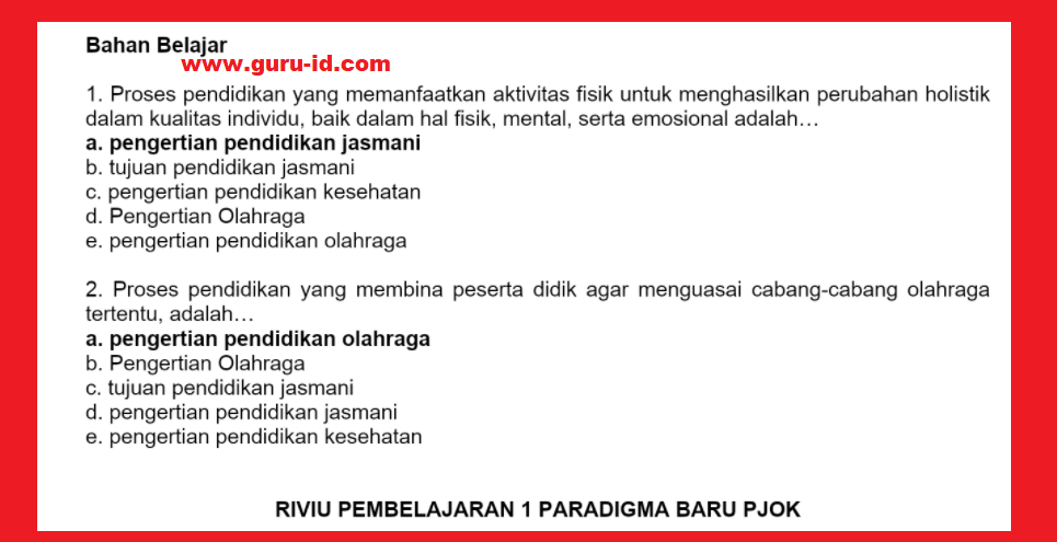 Soal Pra Try Out Pjok Pppk Kunci Jawaban Pembelajaran 1 Info Pendidikan Terbaru