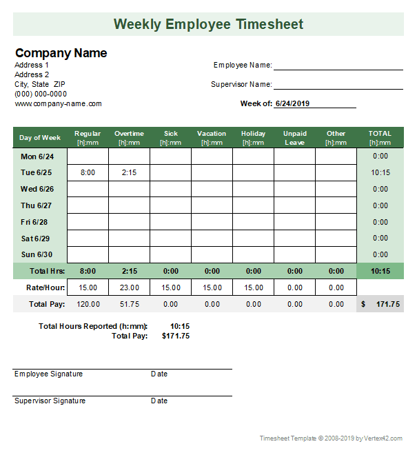 Timesheet Templates For Excel Invoice Template