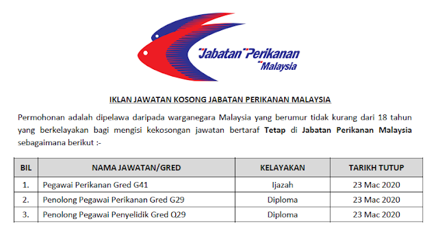 jawatan kosong jabatan perikanan malaysia 2020