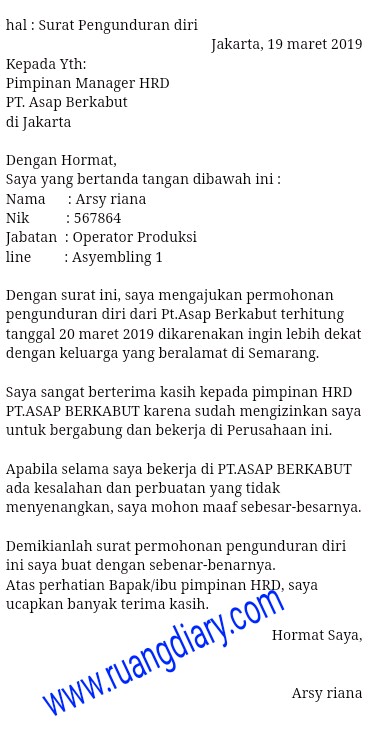 Contoh Surat Resign Karena Ingin Dekat Dengan Keluarga ...