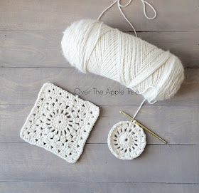 Neutral Granny Square Scarf by Over The Apple Tree