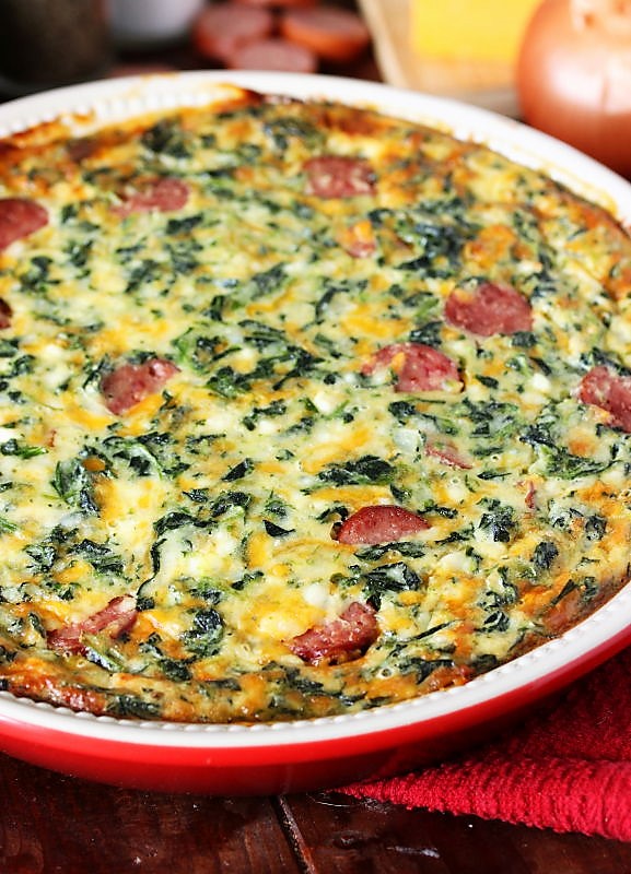 Crustless Smoked Sausage & Spinach Quiche The Kitchen is My Playground