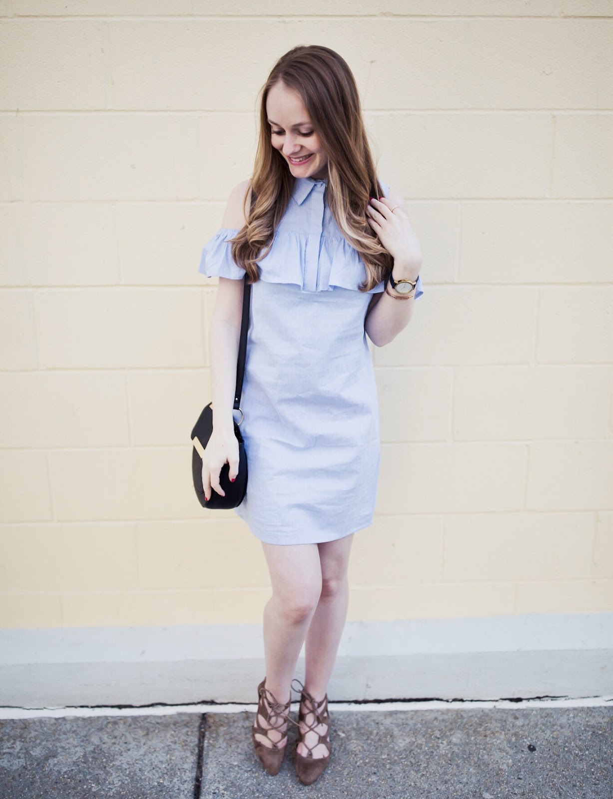 Blue Ruffle Cold Shoulder Dress + Exciting Announcement!