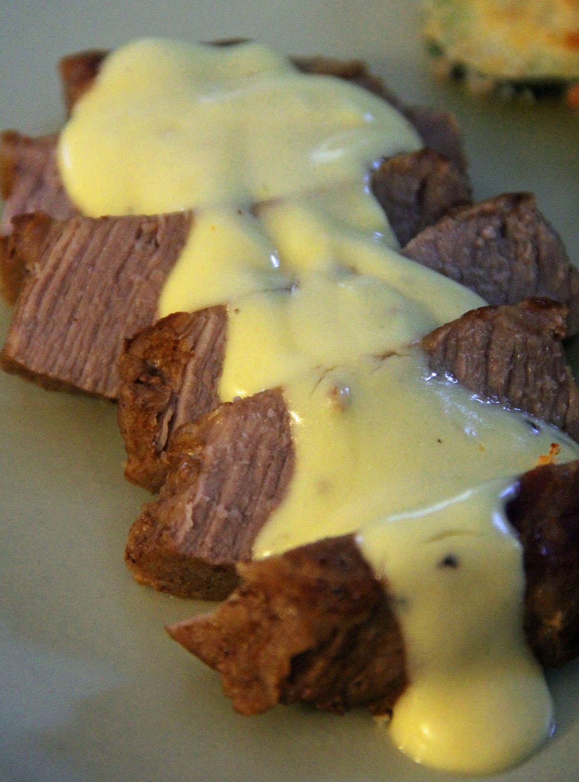 Jo and Sue Steak with Mustard & Greek Yogurt Sauce AND Baked Zucchini Chips