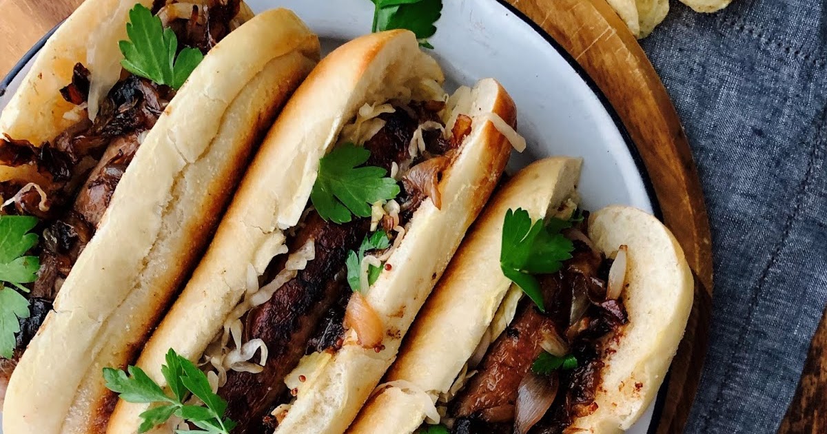 sweetsugarbean Grilled Sausages with Balsamic Caramelized Onions and