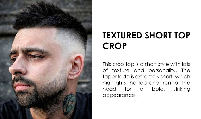 Textured Short Top Crop | 29 Different type of Tapper Fade Haircuts for Men | NeoStopZone