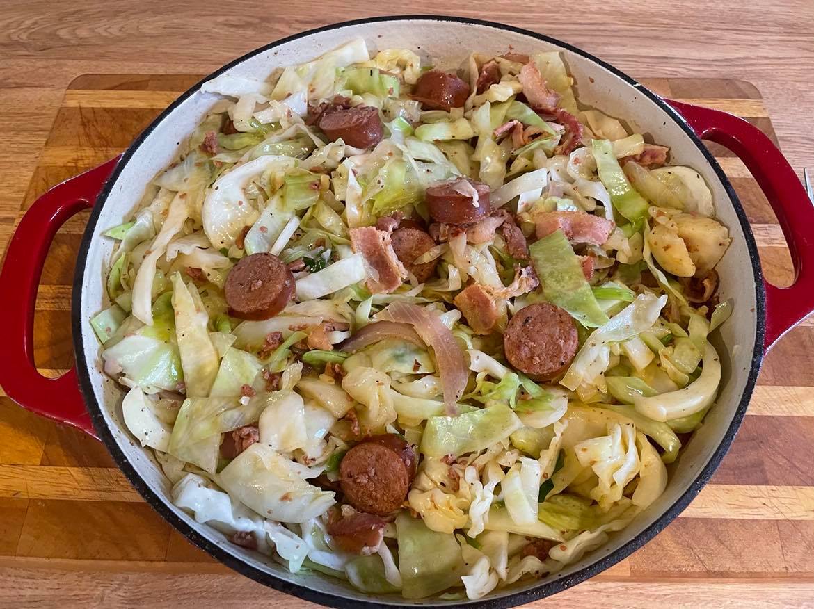 Whats Mama Cookin 4 Us Andouille Sausage with Cabbage
