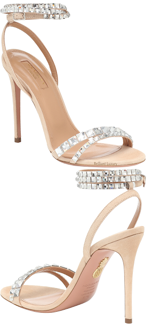 Aquazzura Vera dazzling square crystal beige suede sandals #brilliantluxury Aquazzura Vera dazzling square crystal beige suede sandals #brilliantluxury