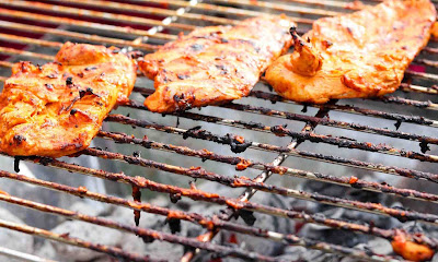 Put the chicken breast that had the skin first on the grates to prevent sticking