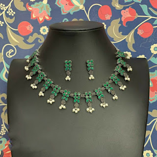 Multicolor stone silver necklace