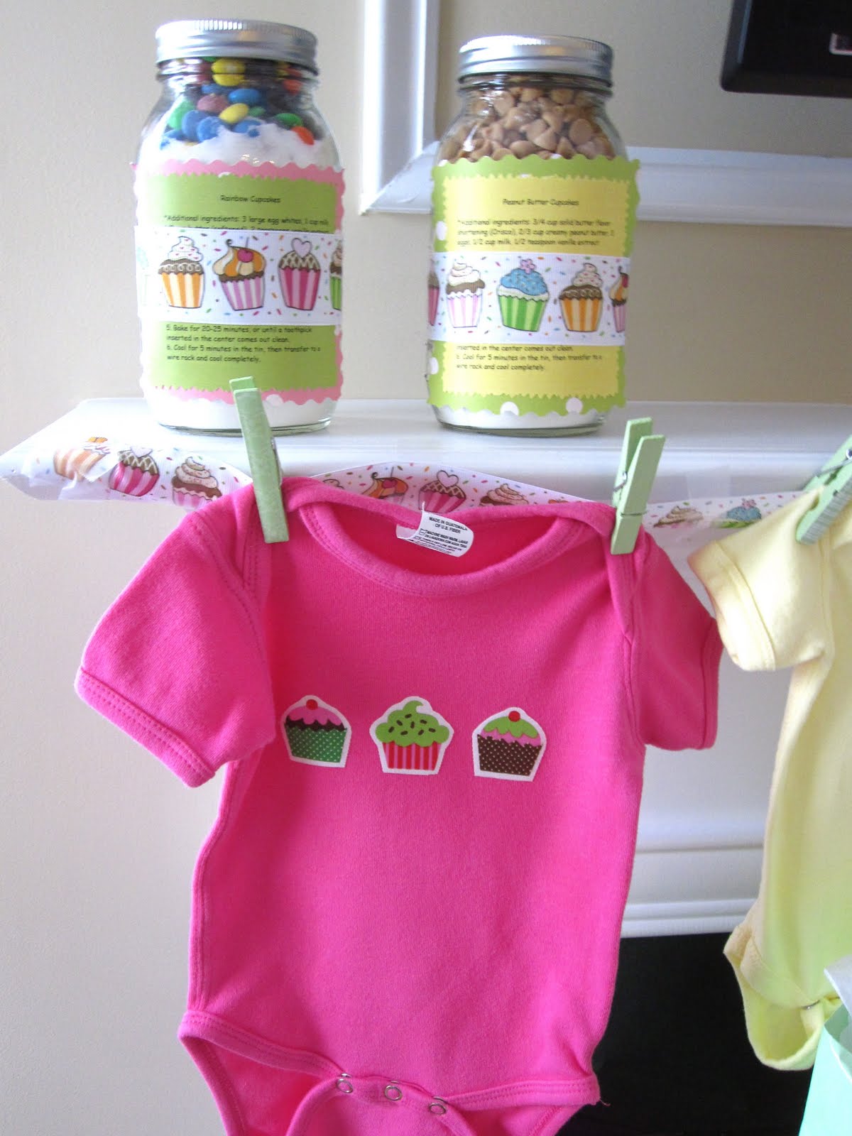 Onesies made with iron-on cupcakes