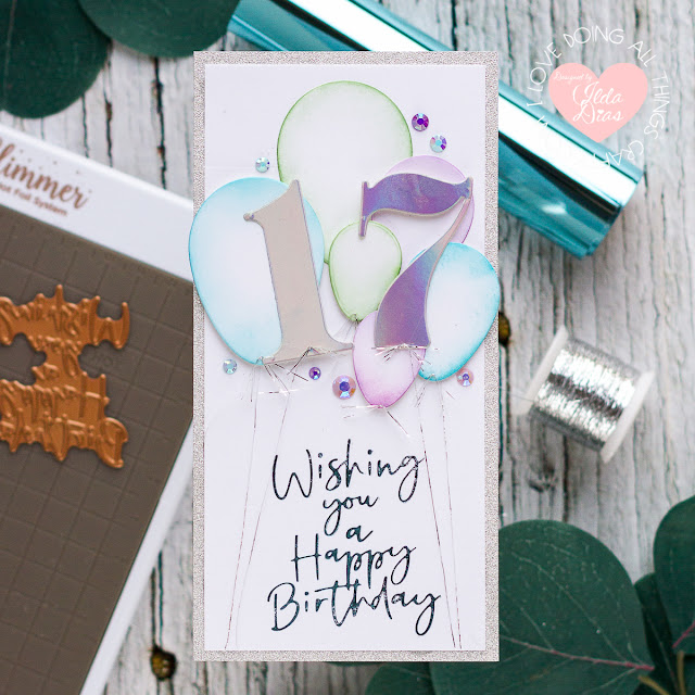 Mini Slimline, Foiled Sentiment, Birthday Card,Spellbinders Club Kits, Blog Hop,GOM March21,Card Making, Stamping, Die Cutting, handmade card, ilovedoingallthingscrafty, Stamps, how to
