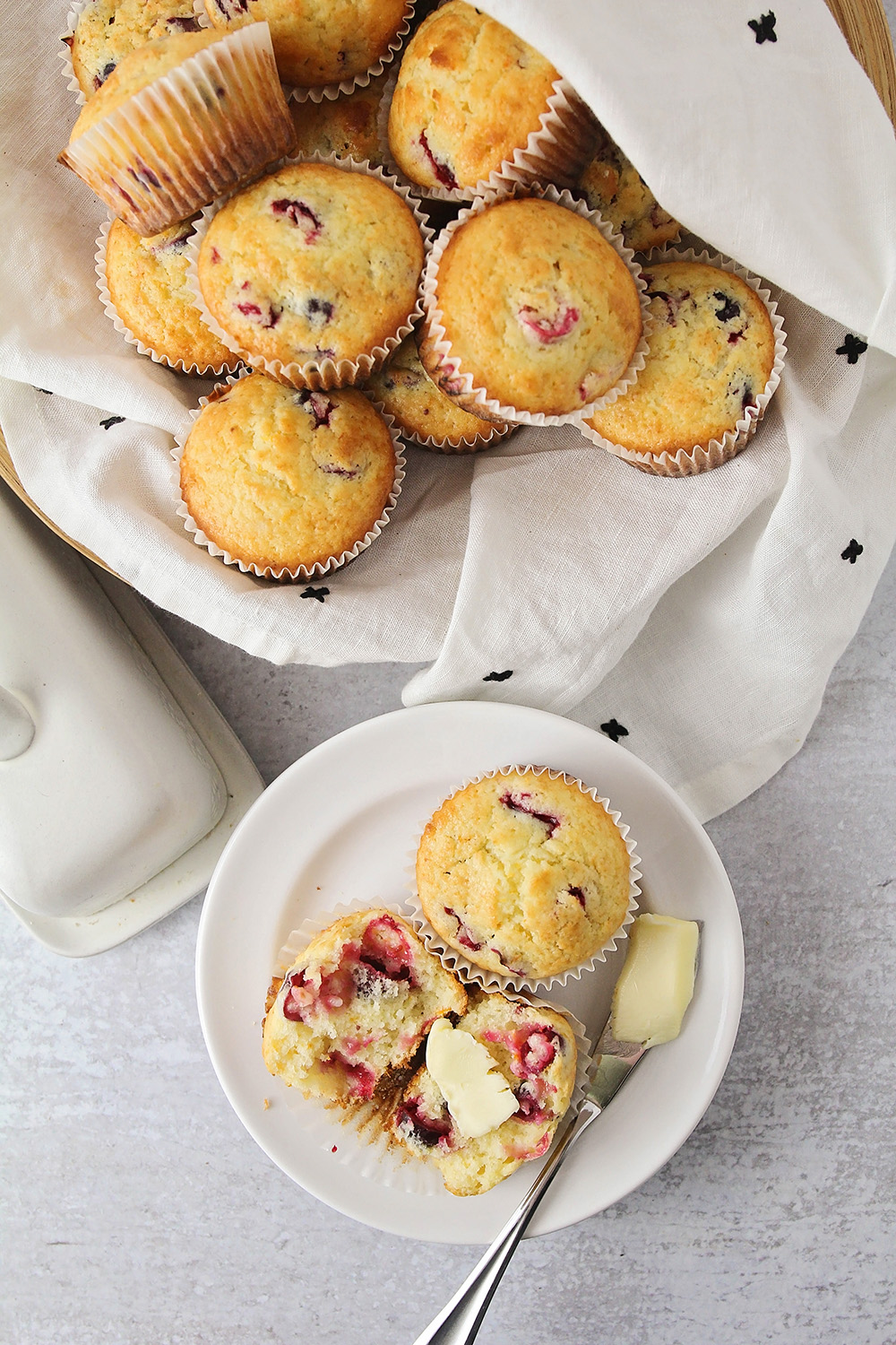 These soft and tender cranberry orange muffins are the perfect blend of tart and sweet!