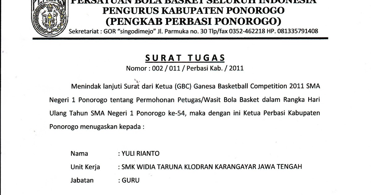 Surat Permohonan Wasit