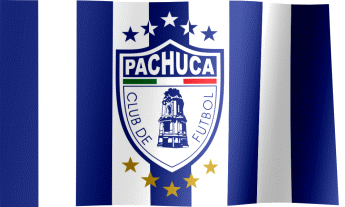 The waving flag of C.F. Pachuca with the logo (Animated GIF) (Bandera CF Pachuca)