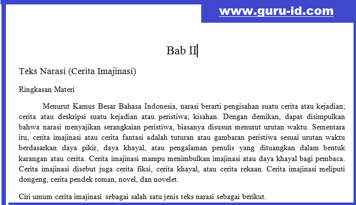 Ringkasan Materi Pelajaran Bahasa Indonesia Teks Narasi 