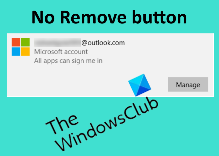 nessun pulsante di rimozione per account Microsoft