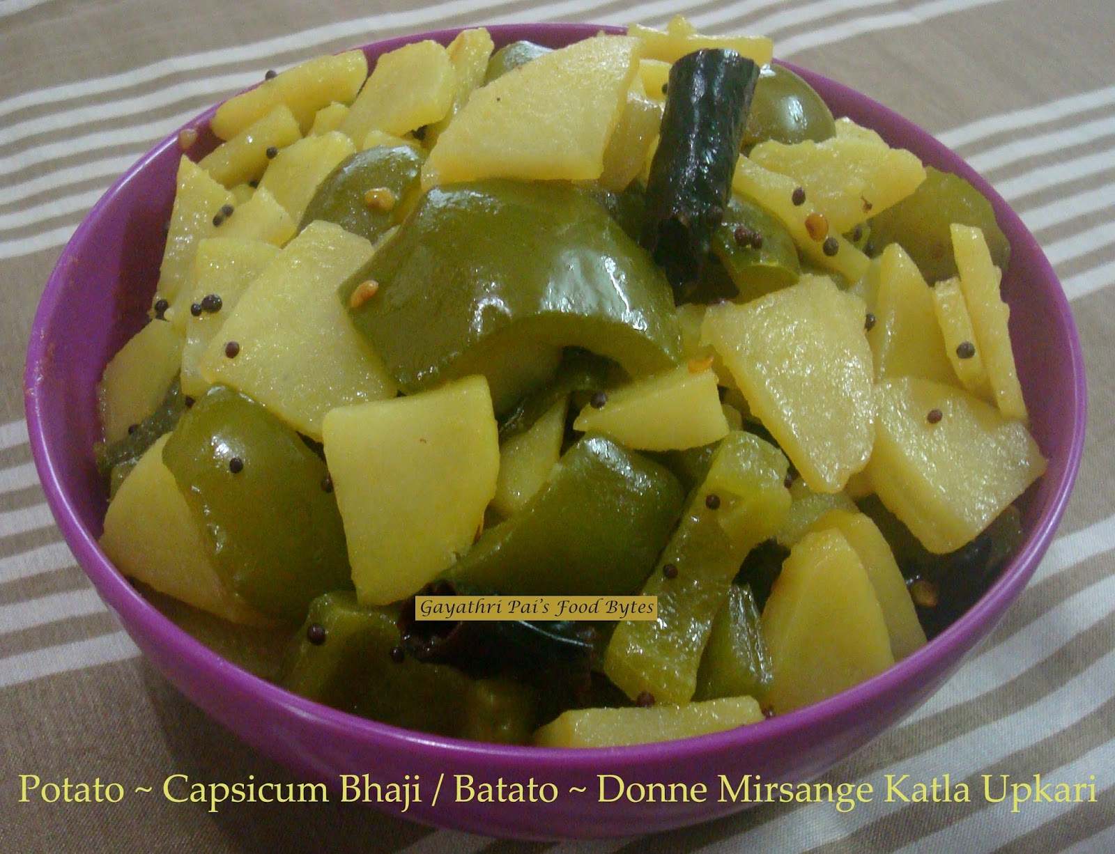 Gayathri Pai's Food Bytes Potato Capsicum Bhaji.