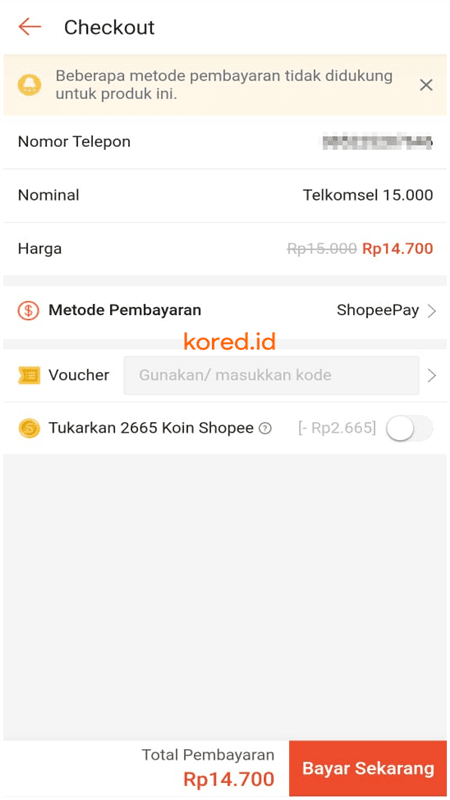 cara beli pulsa di shopee