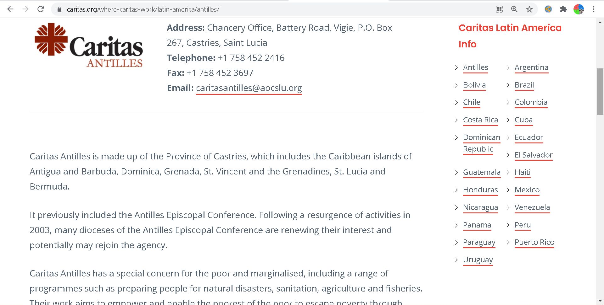 Caritas Internationalis Latin America & Caribbean 2021