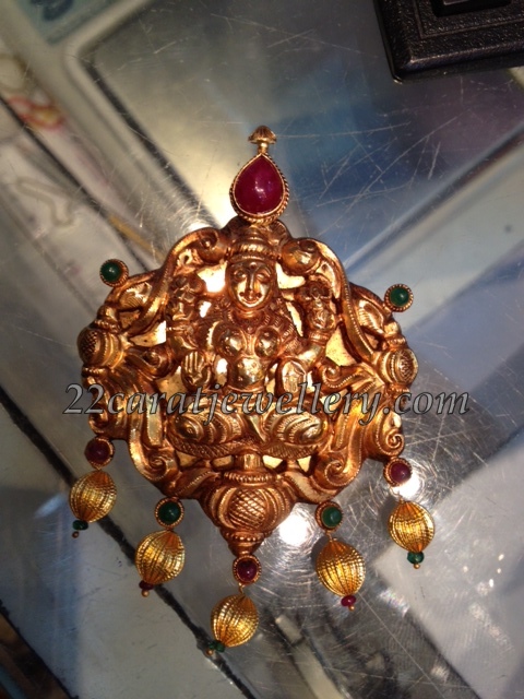 Laxmi Locket with Antique Work Jewellery Designs