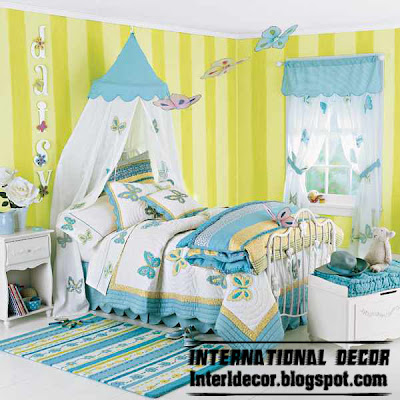 modern girls bedroom ideas, modern girls bedding turquoise butterfly model