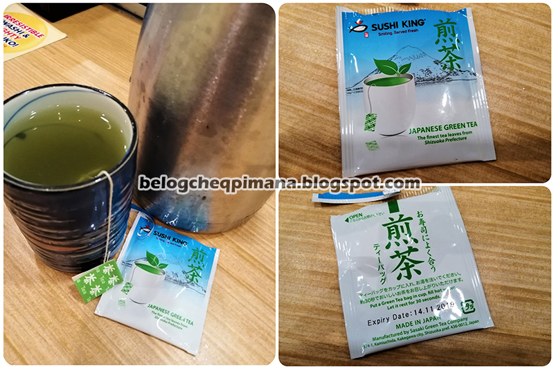 Cheq Pi Mana Kekapis dan Telur Kod bersama Teh Hijau Panas di SUSHI KING