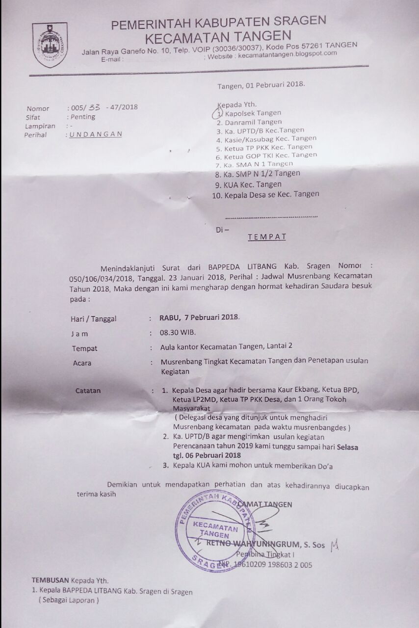 Format Undangan Musrenbang Desa | Ruang Ilmu