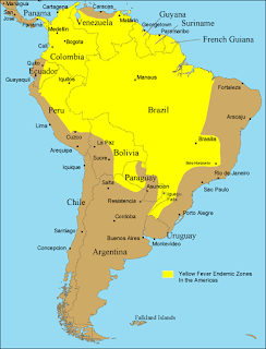 Sarı hummanın Güney Amerika'daki bölgesel dağılımı (2005)