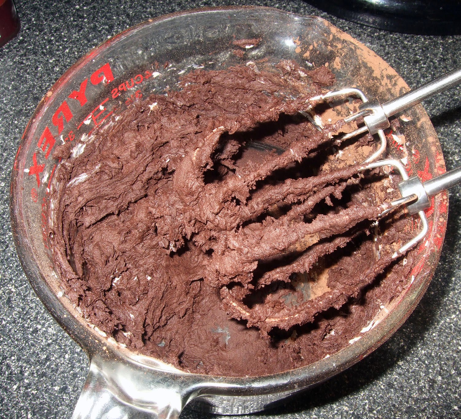 Creamed butter with cocoa.