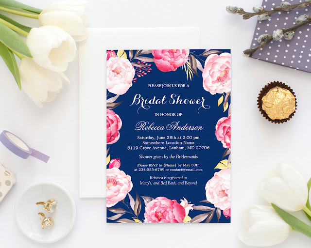 22 Navy Blue Bridal Shower Invitations for Your Inspiration Mimoprints